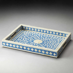Bandeja de Servir con Incrustaciones de Hueso Estilo Vintage, Bandeja Decorativa Hecha a Mano para Mesa de Centro, Cocina y Comedor, Regalos y Eventos de Boda - Product Image 6