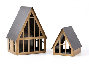 Hot Tending <b>Set</b> Of Two Candle Holder Vintage House Shaped Metal <b>Lantern</b> Tealight <b>Lantern</b> House Dining Room Table Decor Crafts - Product Image 6