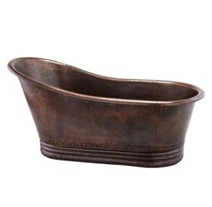 Pure Copper Hammered Double Slipper Free Standing Handcrafted Pure Copper Hammered Double Slipper Free Standing Handcrafted - Product Image 3