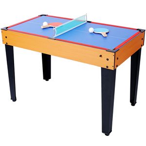 Tavolo Multigioco 5-in-1 Marrone/Rosso con Biliardo, Hockey da Tavolo, Calcio Balilla, Ping Pong e Basket - Product Image 5