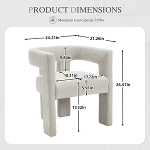 Chaise d'appoint contemporaine en tissu rembourré, lot de 2, fauteuil de cuisine ou de salon - Product Image 4