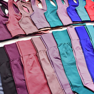 Conjunto de Yoga de 2 Piezas, Diseño Deportivo, Ecológico, Verano, Colores Contrastantes, Tallas Grandes, Sin Costuras, Spandex/Nailon, Fabricación Profesional - Product Image 5