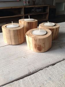 Support de bougie en bois naturel – Magnifique décoration de table rustique pour bougies, mariages, fêtes et intérieurs. - Product Image 3