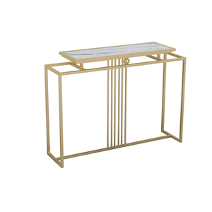 Mesa Consola de Diseño Hexagonal Vintage con Marco de Metal Dorado y Tapa de Mármol Blanco, Mueble de Lujo para Entrada, Pasillo o Sala de Estar en Oferta - Product Image 4