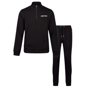 Men's Quarter <b>Zip</b> Fleece Tracksuit Set Stand Collar Pullover Tapered <b>Trousers</b> Modern Fit Minimal Athletic Activewear OEM Apparel - Product Image 1