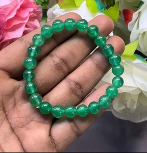 Natural Jade Beaded <b>Bracelet</b> Round Green Classic Style Unisex Gift Jewelry - Product Image 2