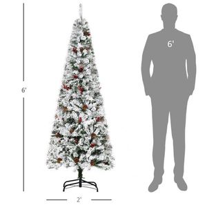 Albero di Natale Artificiale Innevato 6ft - Pieghevole 7ft in PVC - Funzionamento a Batteria, Alta Qualità, Personalizzabile, per Uso Esterno - Product Image 1