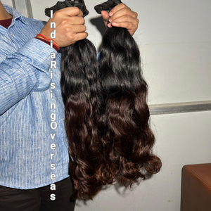 ผมต่อแบบเวฟทรงกลม คุณภาพพรีเมียม จากผู้บริจาคคนเดียว เย็บสองชั้น หนาเต็มปลาย  แบบมัดเป็นช่อ - Product Image 2