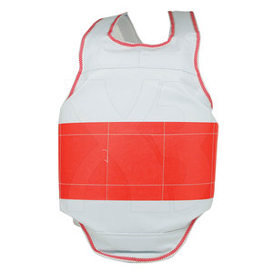 Protège-poitrine d'entraînement respirant et réglable en cuir PVC rouge et blanc Lawd Sports pour MMA et boxe - Product Image 4