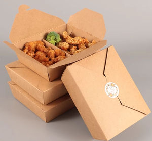 Caja de Embalaje de Papel Kraft Ecológica Biodegradable de Alta Gama, Contenedor de Alimentos, Envase para Almuerzo, Personalizable, con Laminado Mate y Grabado - Product Image 3