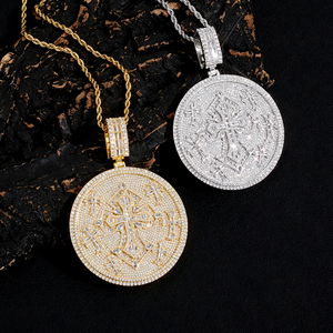 Mens 925 Silver Moissanite Cross Medallion Pendant Rope Chain Iced Religious <b>Statement</b> <b>Necklace</b> Luxury Jewellery Gift - Product Image 2