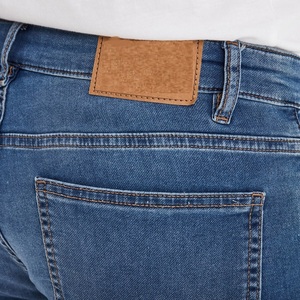 Jean en denim extensible coupe droite pour homme, délavé, bleu, confortable, décontracté, durable, classique, pour tous les jours - Product Image 5