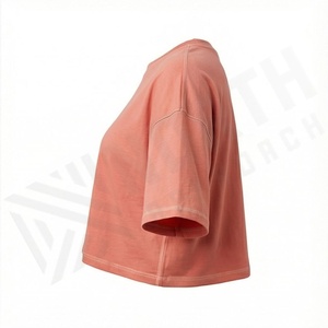 Tops Cortos de Verano para Mujer, Color Sólido Personalizado, Camiseta Simple de Manga Corta, Ropa Deportiva de Moda para Gimnasio - Product Image 3