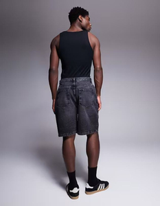 Shorts décontractés en denim de coton pour hommes, coupe droite, taille mi-haute, boutonnés, avec poches latérales, pour l'été, la plage, le quotidien, confortables, style streetwear - Product Image 2