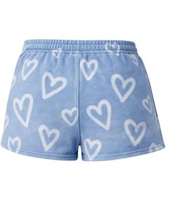 Pantalones Cortos de Felpa Personalizados Azul Cielo para Mujer, con Estampado de Corazón, Cintura Elástica, Ropa Casual de Verano para Estar en Casa, Fabricante Personalizado, Suministro al por Mayor OEM - Product Image 6