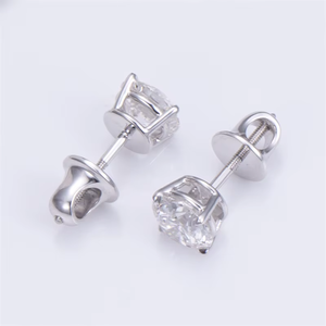 Women's White Gold Diamond <b>Stud</b> Earrings Round Brilliant Cut G Color LAB GROWN Classic Everyday Wear Style - Product Image 6