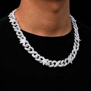 Collar Cubano Premium para Hombre de Plata de Ley 925 con Moissanita de Corte Redondo, Engaste Completo Pavé, Diseño de Estrella, Estilo Hip Hop, Cadena Fina - Product Image 6