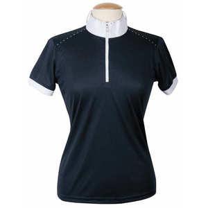 2024 New Equestrian Women's Horse Competition Shirts Horse Riding Show Clothing Spandex/Polyester Embroidered Logo - Product Image 1