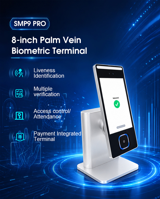 SMP9 PRO Biometric Access Control Tablet with Palm Vein Recognition Android 14 System Supports Multi-Function Access Control