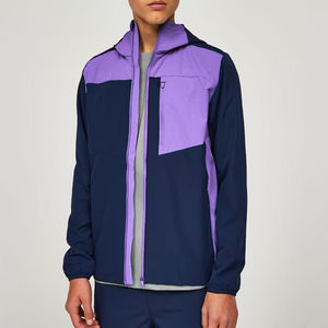 <b>Men</b> Windproof Color Blocking Hooded <b>Jacket</b> Sporty Lightweight Zipper Front Stand Collar Regular Fit Autumn Wear - Product Image 1