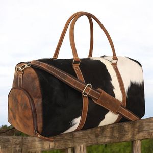 Sac de voyage en cuir de vachette, style personnalisé, sac de voyage en toile - Product Image 3