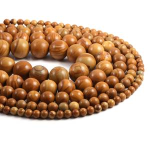 Cuentas de Jaspe Natural con Vetas de Madera Amarilla, Lisas, en Hilo de 15 Pulgadas, Sueltas, Certificadas por IGI, 100% Hechas a Mano para Joyería DIY - Product Image 5