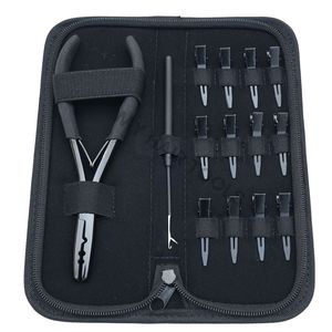 Kit d'outils de pose d'extensions capillaires en gros avec micro-perles, pince à sertir, outil de tirage de mèches, pinces de sectionnement dans un étui de transport en similicuir - Product Image 5