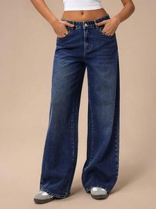 Pantalones vaqueros de mujer de pierna recta, de cintura alta, lavados, de corte holgado, estilo casual vintage - Product Image 6