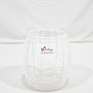 Farol de Mimbre Blanco Tejido a Mano, Portavelas Decorativo Colgante, Farol de Mimbre con Copa de Vidrio para Patio, Jardín, Boda - Product Image 5