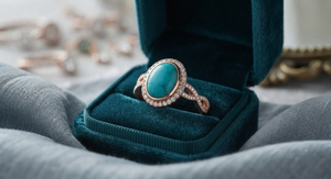 Anillo de Oro Amarillo Sólido de 14k de Alta Calidad con Turquesa Natural y Diamantes, Anillo de Boda, Joyería Fina al por Mayor, Proveedor de Joyería para Mujer - Product Image 3