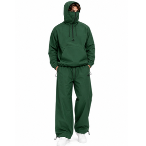 Ensemble coupe-vent masqué personnalisé avec cagoule pour homme, veste pull-over imperméable à capuche et pantalon large, style streetwear urbain OEM - Product Image 1