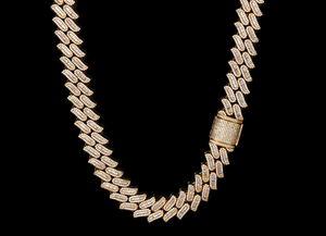Luxury 18k Gold Plated Yellow Gold <b>Iced</b> <b>Out</b> Baguette Cluster Cuban Link <b>Chain</b> Moissanite Necklace for Wedding - Product Image 4