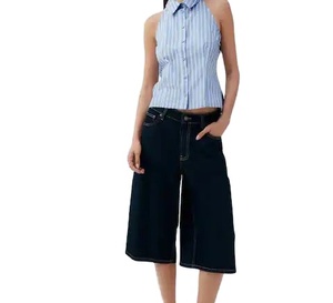Pantalones cortos de algodón de mezclilla de cintura alta para mujer de talla grande moda nueva Casual Slim Jeans corto lavado Sexy pantalones cortos de mezclilla de verano para mujer - Product Image 1