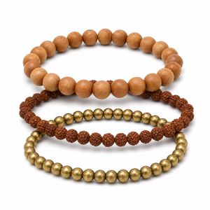 Citrine 8mm <b>Beaded</b> <b>Bracelet</b> Set for Women Two-Piece Stacking Design with <b>Gold</b> Tone Chain for a Layered Religious Style - Product Image 6