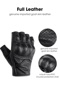Guantes de Motocicleta de Cuero Completo, Impermeables, con Protección de Nudillos, Guantes Clásicos de Motocicleta con Deslizadores en la Palma SHGS009 - Product Image 3