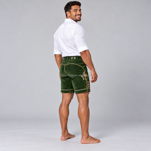 Shorts Bavarois Homme Unis Couleur Unie Coupe Ajustable Design Alpin Européen Classique Tissu Velours/Cuir Respirant Protection Anti-UV - Product Image 3