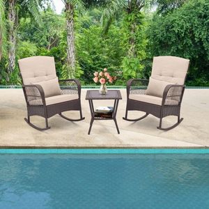 Set Bistrot da Esterno con Dondolo e Tavolino a 2 Livelli, Arredamento da Giardino Resistente per Balcone - Product Image 2