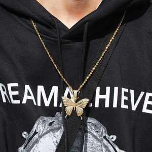 Collier pendentif papillon scintillant, bijoux de luxe streetwear, chaîne micro-incrustée, unisexe, pour tous les jours - Product Image 4