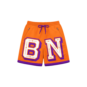 Custom Brand Name Men's Sporty Streetwear Tracksuit Set Orange Purple Quarter-Zip Jacket Shorts Woven Satin Spring Windbreaker - Product Image 3