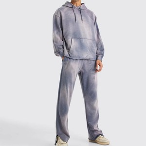 Ensemble de survêtement pour homme avec sweat-shirt à capuche tie-dye, pantalon de jogging décontracté long avec poches latérales, coton respirant, vêtements d'automne - Product Image 2