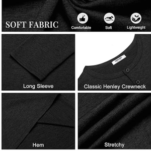 Chemise Henley à manches longues pour homme, haut léger extensible, t-shirt décontracté à col rond de couleur unie pour un usage quotidien - Product Image 5