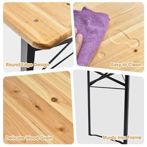 Set of 3 Pieces <b>Folding</b> <b>Wooden</b> Picnic <b>Table</b> Bench for Outdoor Garden Use - Product Image 2