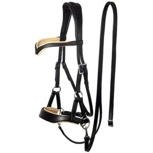 Bridon de luxe marron pour cheval avec surpiqûres décoratives blanches et passepoil noir, personnalisable, artisanal, pour dressage et entraînement équestre - Product Image 5