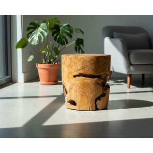 ARTERRA - Appartement hôtelier haut de gamme - Espaces de vie - Charme rustique - Beauté naturelle - Fonctionnalité robuste - Tabouret rond en bois massif - Product Image 6