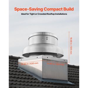 Ventilatore da Tetto in Lega di Alluminio Resistente da 24,8 Pollici con Motore ad Alta Potenza, Ventilatore per Soffitta con Controllo della Velocità Regolabile - Product Image 6