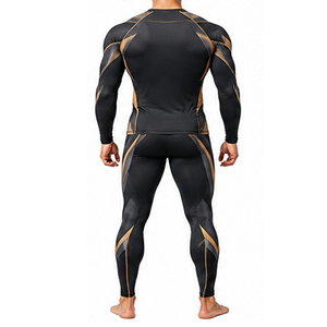 Ensemble de survêtement de sport pour hommes : T-shirt à manches longues et leggings respirants et extensibles pour la course, la gym et l'entraînement - Product Image 5