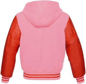 Sudadera con Capucha de Lana para Hombre, Chaqueta Bomber Varsity de Béisbol con Mangas de Cuero Genuino, Bordado Personalizado en la Parte Delantera, Impermeable - Product Image 6
