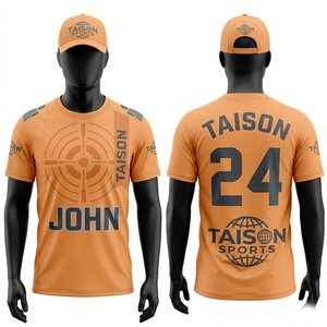 Maillot de tir pour homme en micro-polyester premium 180 GSM, panneaux camouflage orange et vert, sublimation, broderie, logo personnalisé - Product Image 4