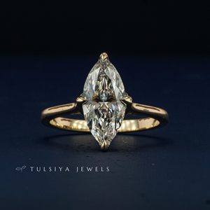 Bague de fiançailles en or 14 carats avec diamant de laboratoire pour femme, taille marquise, diamant synthétique brillant étincelant, certifié IGI, luxe et raffinement - Product Image 4