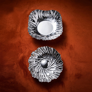 Premium 2 Pcs Wavy Rippled Metal Chocolate <b>Tray</b>/ Bowl Set With <b>Mirror</b> Polish Finish, Perfect For Luxury Home Decorative Tabletop - Product Image 3